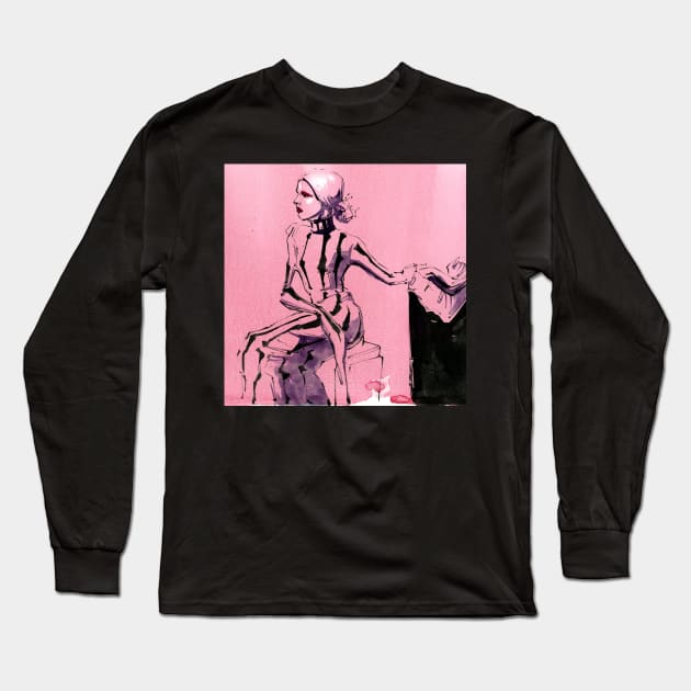 Candy Warhol Live Sketch Long Sleeve T-Shirt by A.E. Kieren Illustration